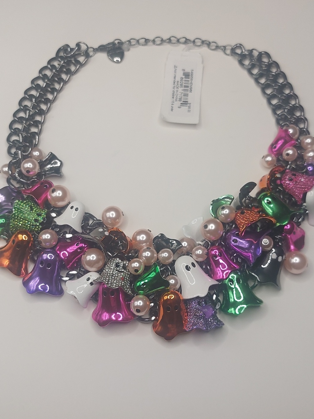 Betsey Johnson Halloween Colorful Ghosts Chunky Bib Statement Necklace - Picture 8 of 16